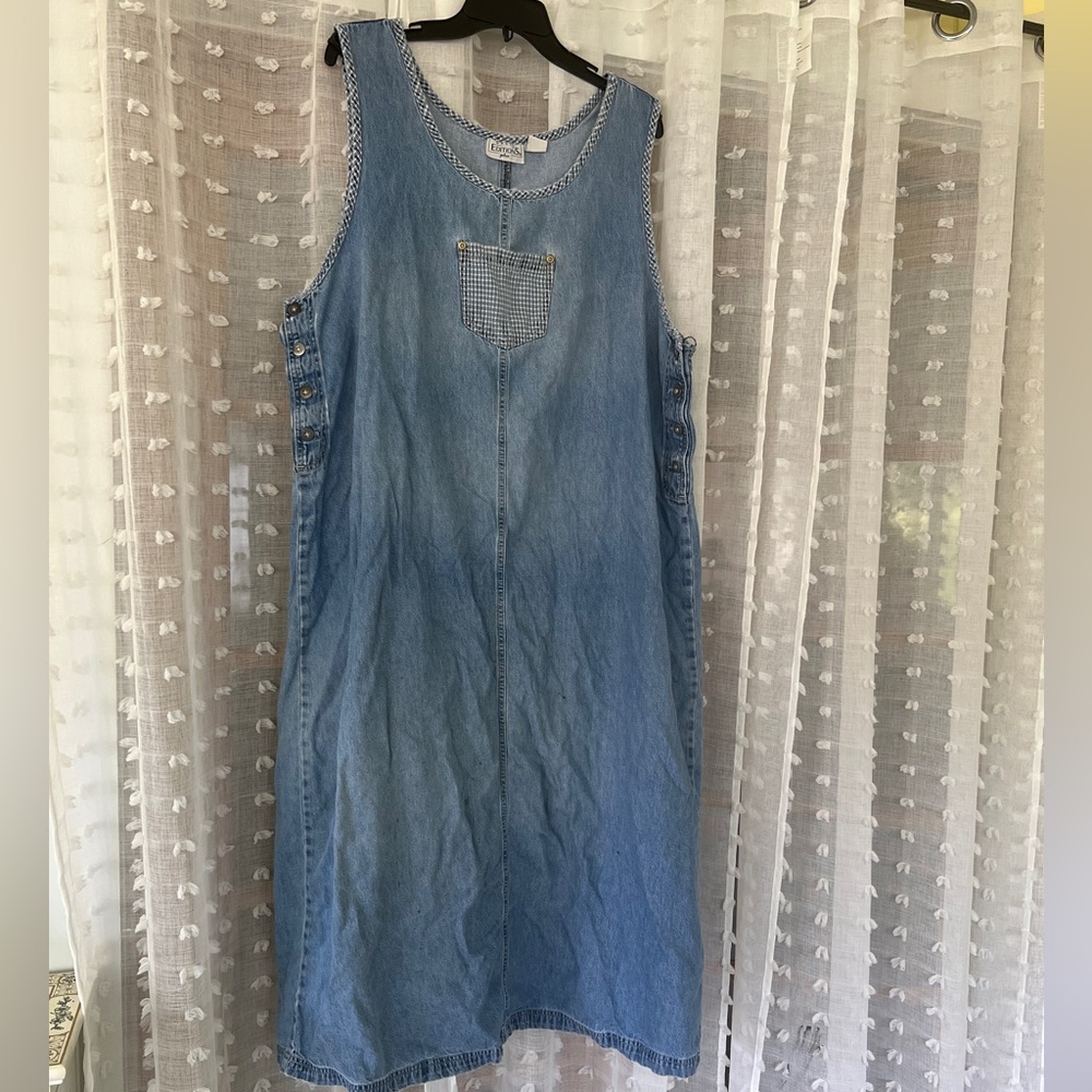Vintage distressed denim jumper dress